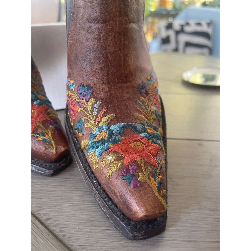 Embroidered Leather Old Gringo Booties ~ Jasmine Brown Women’s Size 6.5